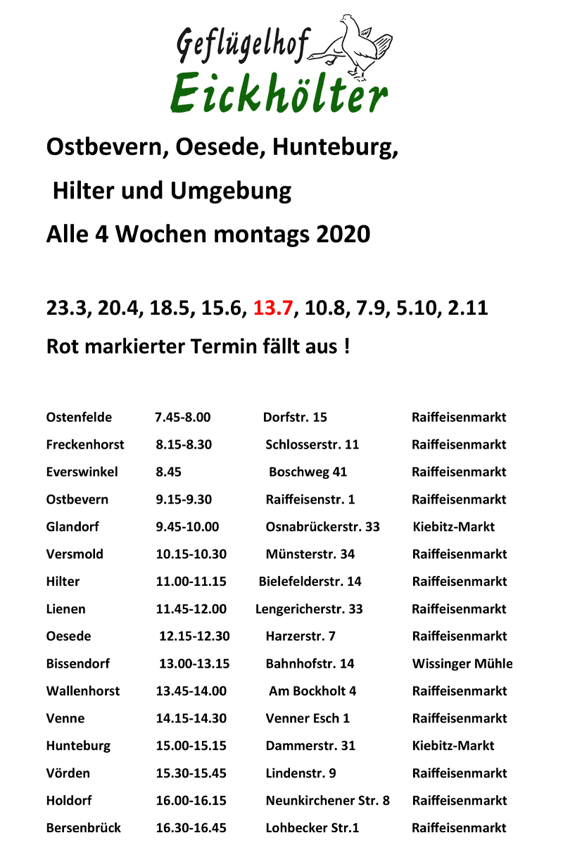 Geflügelhof Eickhölter Qualität aus Lippetal TOURENPLAN GEFLÜGEL